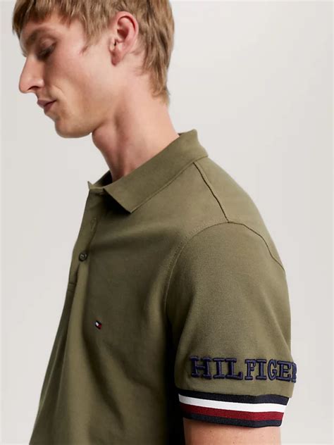 Hilfiger Monotype Slim Fit Polo Khaki Tommy Hilfiger