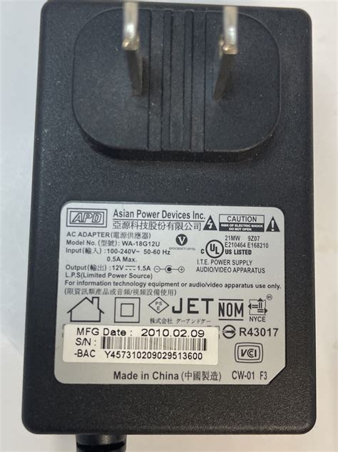 Asian Power Devices Inc Ac Adapter Wa G U V A Ebay