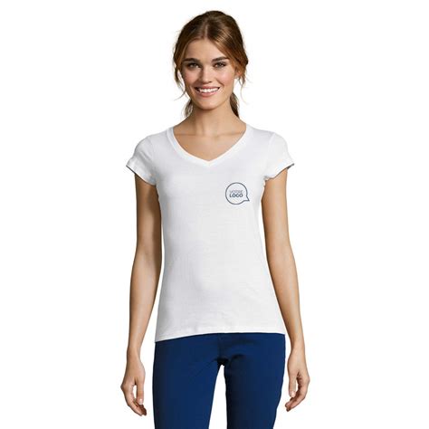 Tee Shirt Col V Femme Moon Blanc A Partir De 2 80 Tee Shirts