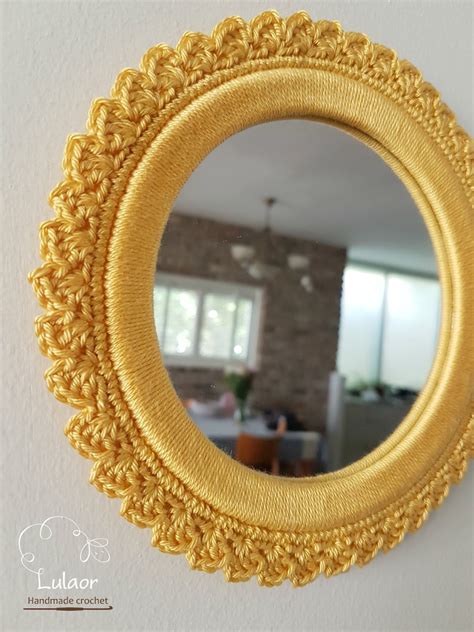 Crochet Mirror Small Round Mirror Shabby Chic Mirror Etsy