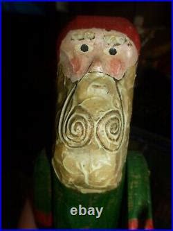 1985 Nancy Thomas Hand Carved Painted Wood Folk Art Santa Claus