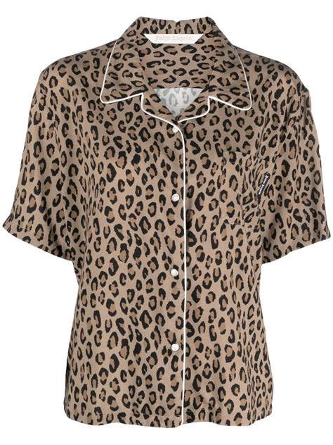 Palm Angels Hemd Mit Leoparden Print Braun Farfetch De