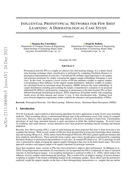 Pdf Influential Prototypical Networks For Few Shot Learning A