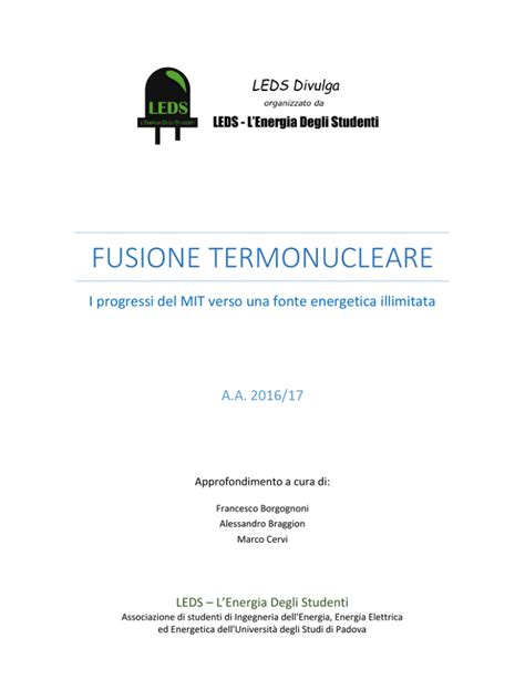 Fusione Termonucleare LEDS