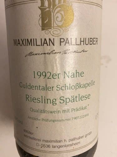 Pallhuber Guldentaler Schlosskapelle Riesling Sp Tlese Vivino Us