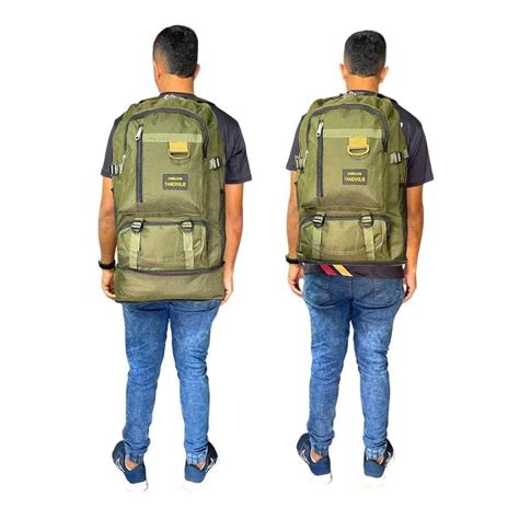 Mochila Camping Em Lona Grande 50 Litros Masculina Resistente Promocao