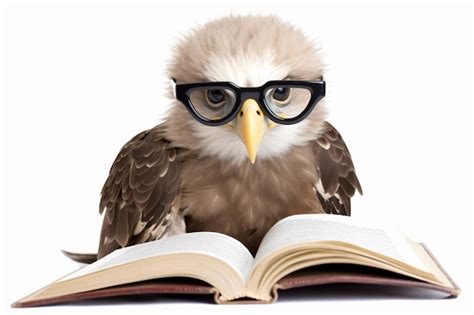 Premium Ai Image A Bald Eagle Wearing Glasses And Reading A Book