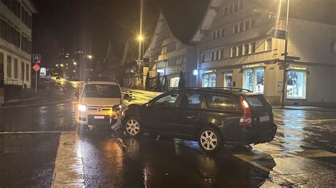 Kollision Zwischen Zwei Autos Appenzell Ch