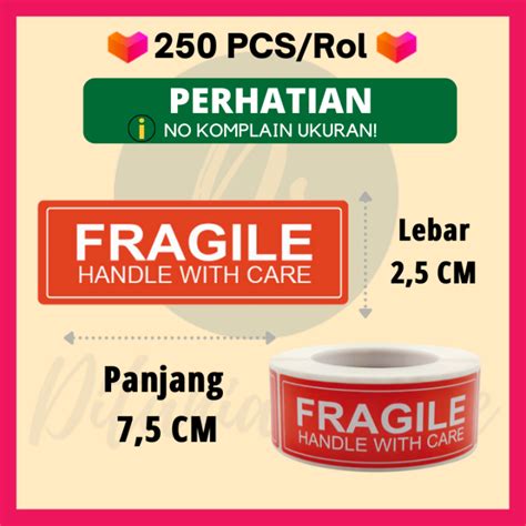 Sticker Fragile Lakban Merah 250 Pcs Roll Jangan Dibanting Lazada Indonesia