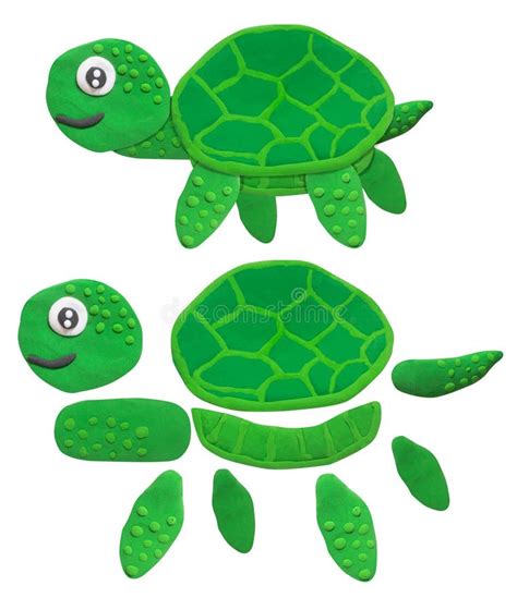 Sonrisa Tortuga Verde Hecha De Plastilina Y Objeto Para Uso De