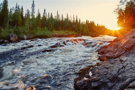 Images Rays of light Russia Karelia, River Tumcha Nature 1920x1280