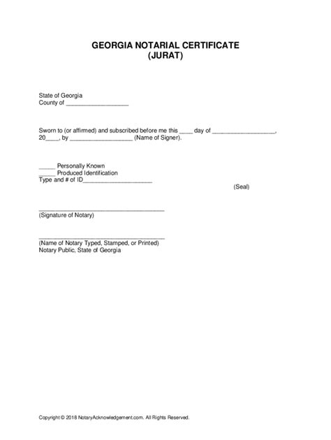 Fillable Online Jurat Certificate Verification On Oath Or Affirmation
