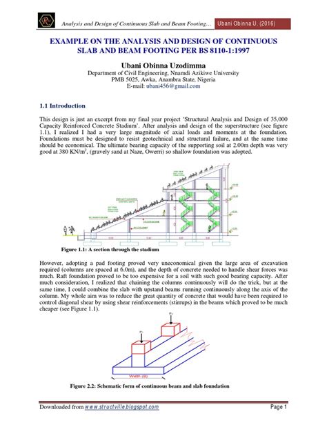 Design Of Continuous Beam And Slab Footing Using Bs 8110 11997 Pdf