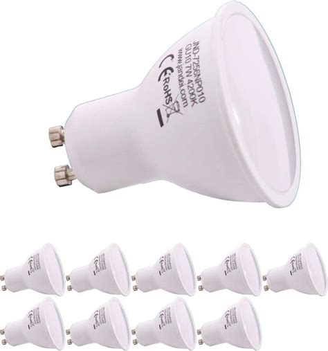 Pack De 10 Ampoules Led Gu10 7w 650 Lumens Lumière Blanche Neutre