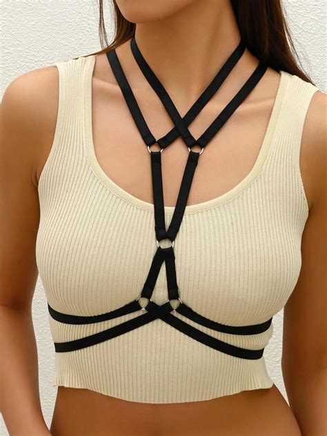 Adjustable Size Harajuku Bra Black Bondage Harness Bra Lingerie Punk Harness Cage Bra Sexy Goth