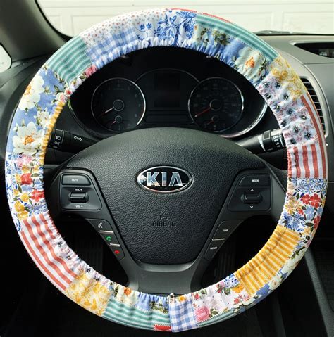 Flannel Lined Patchwork Quilt Steering Wheel Cover Boho Hippie Car