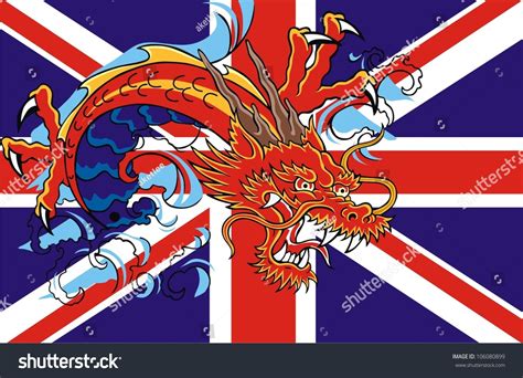 Dragon With On England Flag Stock Vector Illustration 106080899 : Shutterstock