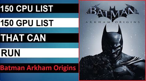 Can Your PC Run Batman Arkham Origins Minimum Recommended System