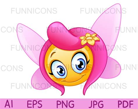 Clipart Cartoon of a Fairy Emoji Emoticon With Pink Hair Ai - Etsy