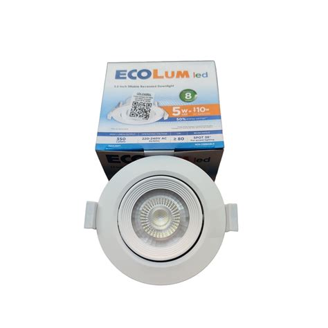 Ecolum W Daylight Tiltable Recessed Downlight Inch V K Led