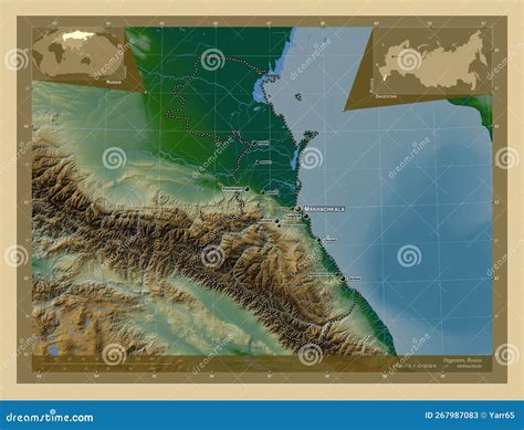 Dagestan, Russia. Physical. Labelled Points of Cities Stock ...