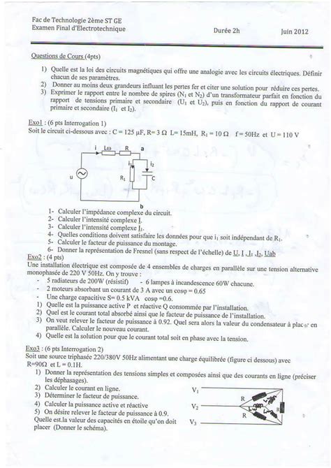 Solution Examens Electrotechnique Fondamentale Avec Solution Studypool