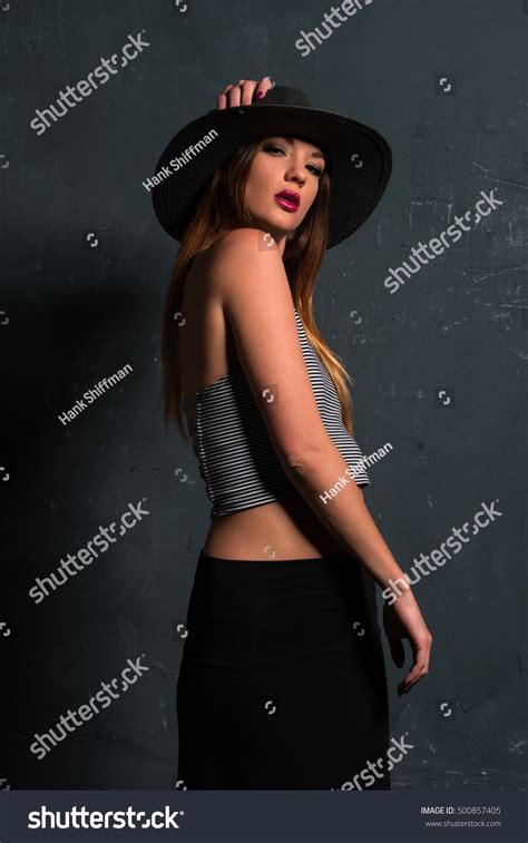 Tall Slim Brunette Dressed Black White Stock Photo 500857405 Shutterstock
