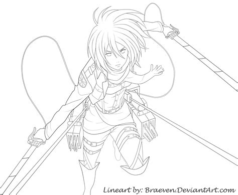 Mikasa Ackerman Lineart By Braeven On Deviantart