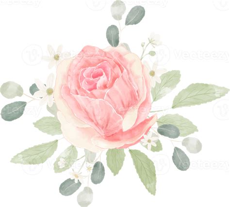 Arreglo De Ramo De Flores Rosa Acuarela Pastel Rosa 11461297 Png