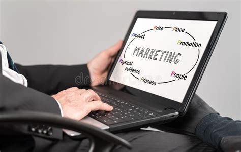 Marketing Concept On A Laptop Stock Photo Image Of Strategy Diagram