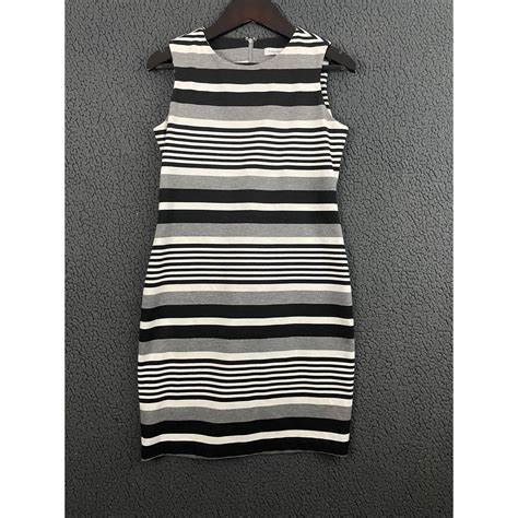 Calvin Klein Calvin Klein Striped Sleeveless Ponte Sheath Dress Sz 6