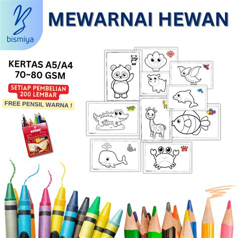 Jual Kertas Mewarnai 70 80gsm Coloring Binatang Kertas Gambar