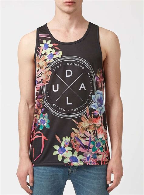 Black Lower East Floral Print Vest Mens T Shirts And Vests Clothing T Shirt Vest Printed