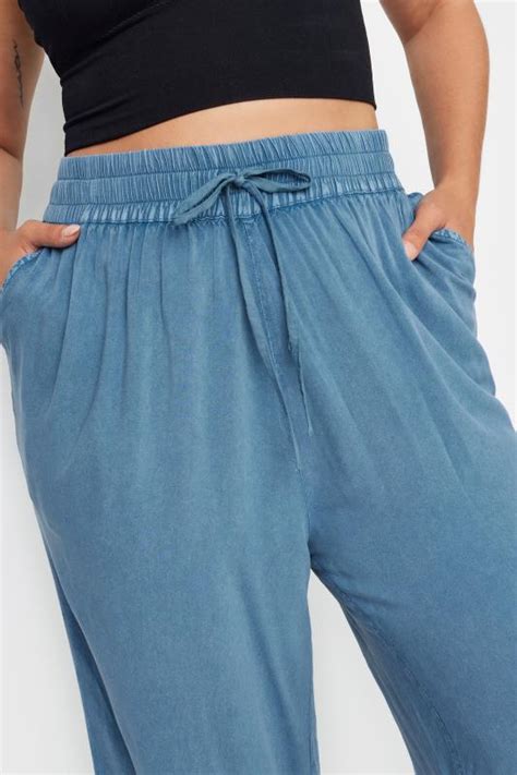 Yours Plus Size Blue Chambray Culottes Yours Clothing