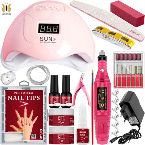 Kit Manicure Extensão de Unha Gel UV Acrigel Lixa Lixadeira Elétrica