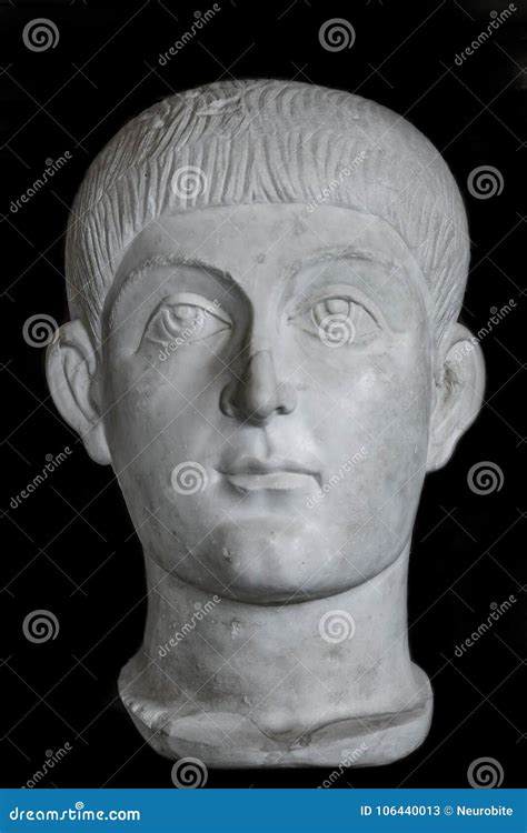 Statue Of Young Roman Noble Boy At Black Background Rome Italy