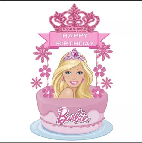 BARBIE PRINCESS TIARA Birthday Cake Topper Cupcake Toppers Decoration ...