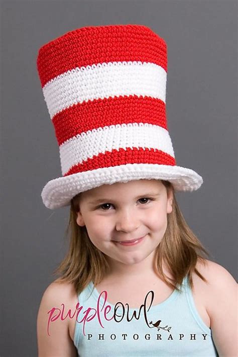 Crochet Pattern Pdf Red And White Striped Top Hat Etsy Chat