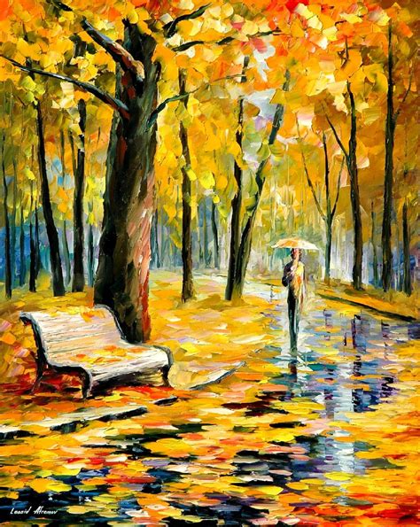 FALL RAIN 3 — PALETTE KNIFE Oil Painting On Canvas By Leonid Afremov - Size 24"x30"