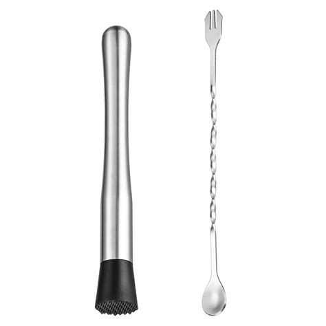 10 Inch Stainless Steel Muddler And Mixing Spoon Home Bar Tool Set