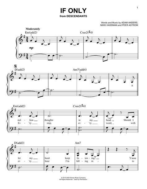 If Only From Disneys Descendants By Dove Cameron Sheet Music For