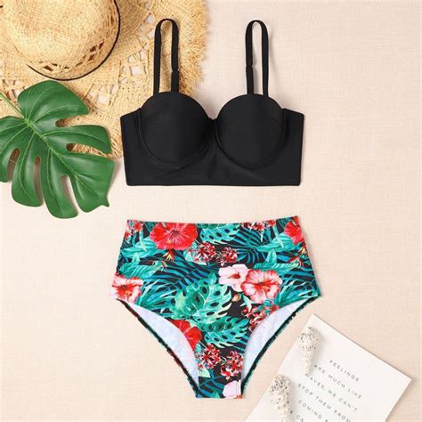 Bikini Imprim Tropical Push Up Taille Haute Modalova