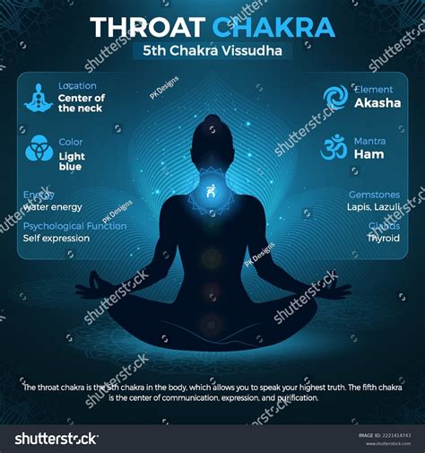 Throat Chakra Vishuddha Symbol Location Position Stock Vector Royalty