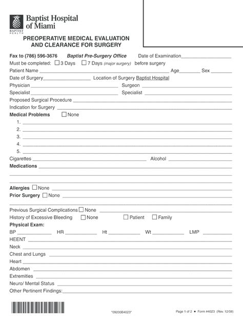 Pre Op Medical Clearance 2008 2025 Form Fill Out And Sign Printable