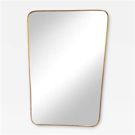 Vintage Italian Rectangular Brass Wall Mirror 1980s