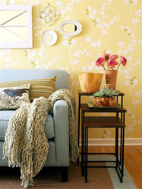 Creative wall design in the living room – ideas for colorful wallpapers ...