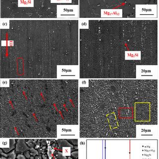 SEM Pictures And XRD Patterns Of Mg 4Al 1Si XGd Alloys With Different