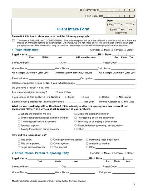 Printable New Client Form Printable Forms Free Online