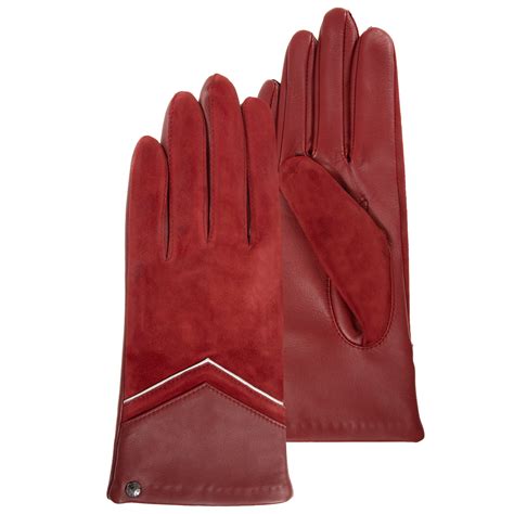 Gants Femme En Cuir Velours Rouge Isotonerfr