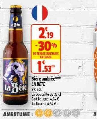 Promo Bière ambrée la bête chez Coccinelle Supermarché